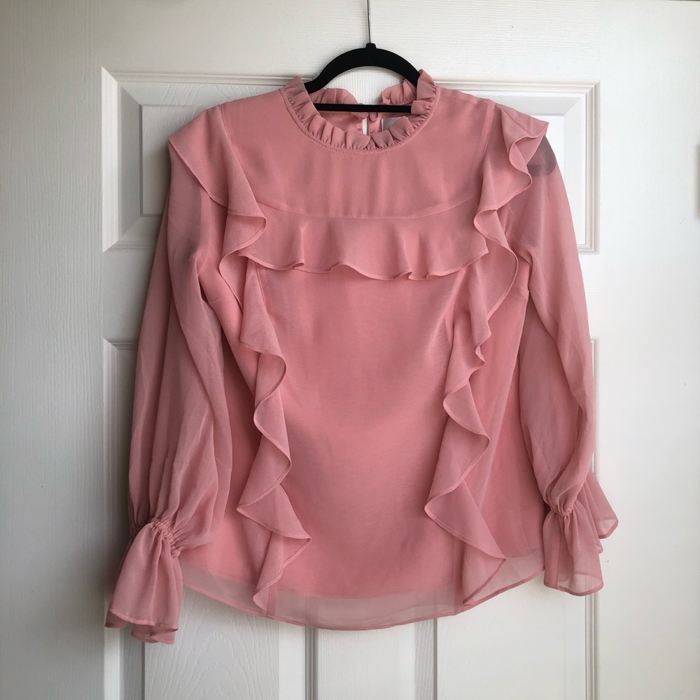 Rachel Parcell Ruffled Longsleeve High Neck Blouse